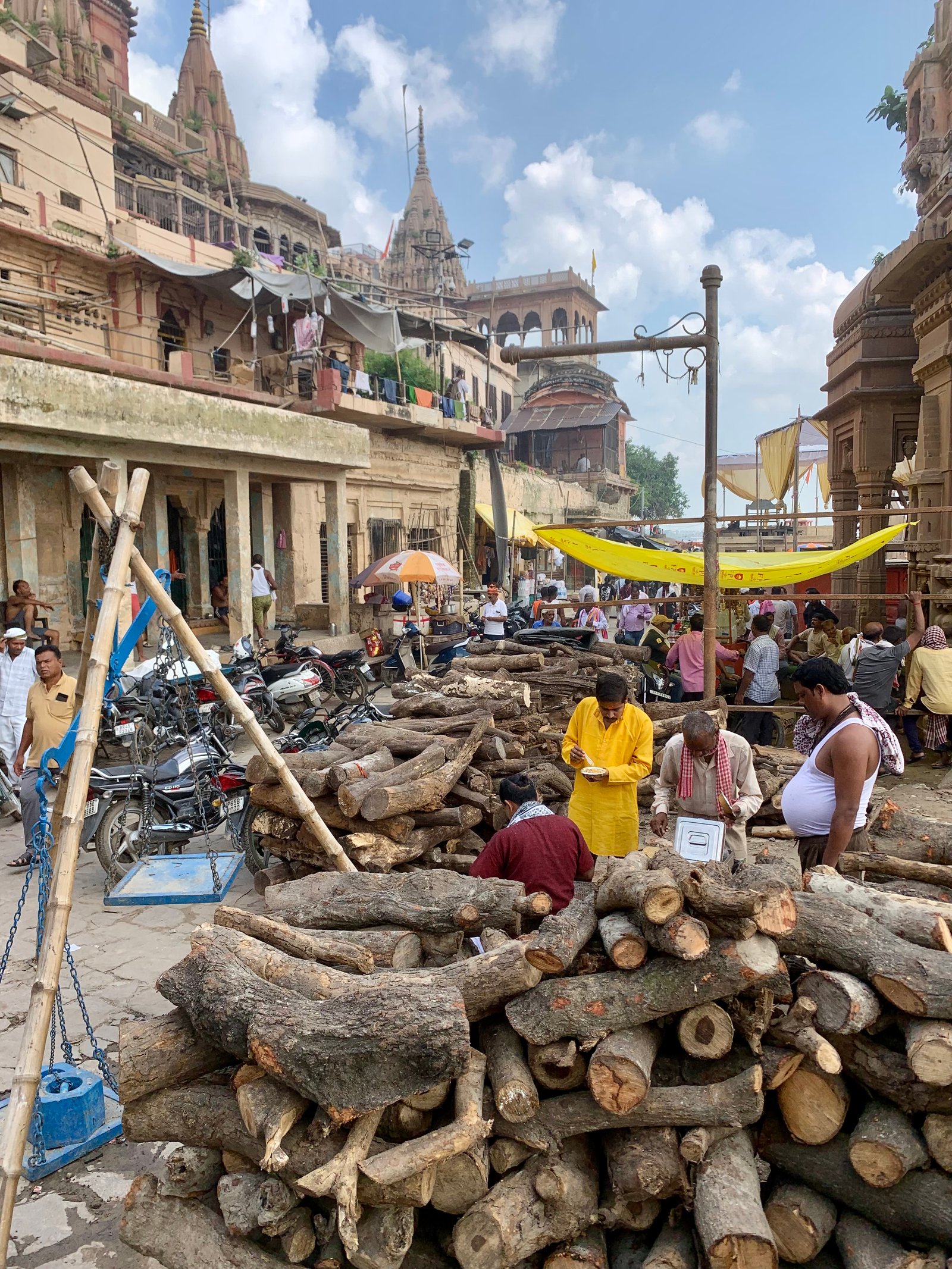 Historic Manikarnika Ghat on the Ganges in Varanasi